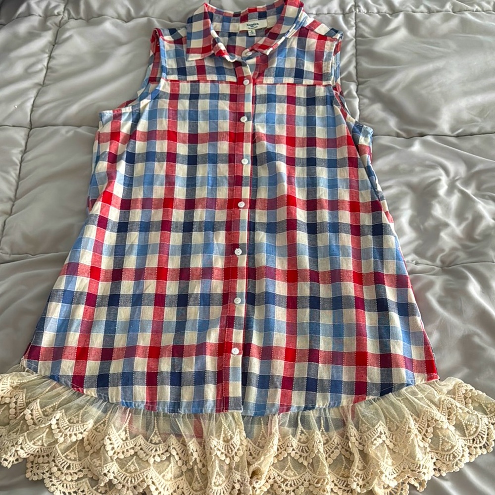 Hayden Red and Blue Plaid Sleeveless Tunic